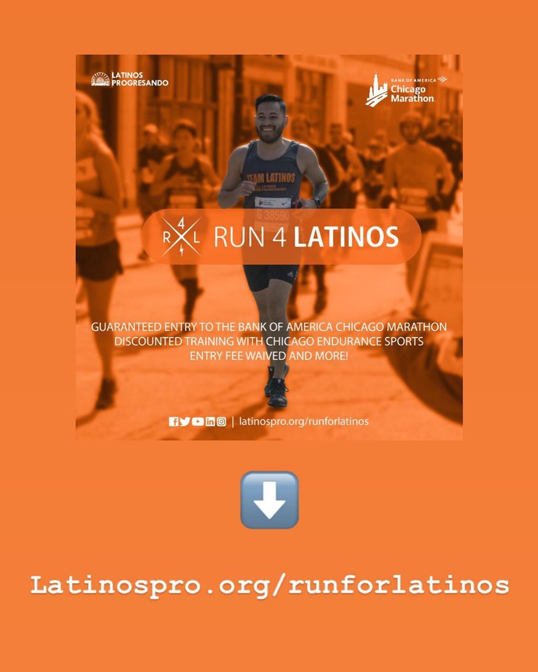 Today is the LAST DAY to apply and receive a guaranteed entry to the Bank of America Chicago Marathon before the fundraising commitment increases by $500. Don’t miss your chance join #TeamLatinos now: latinospro.org/runforlatinos