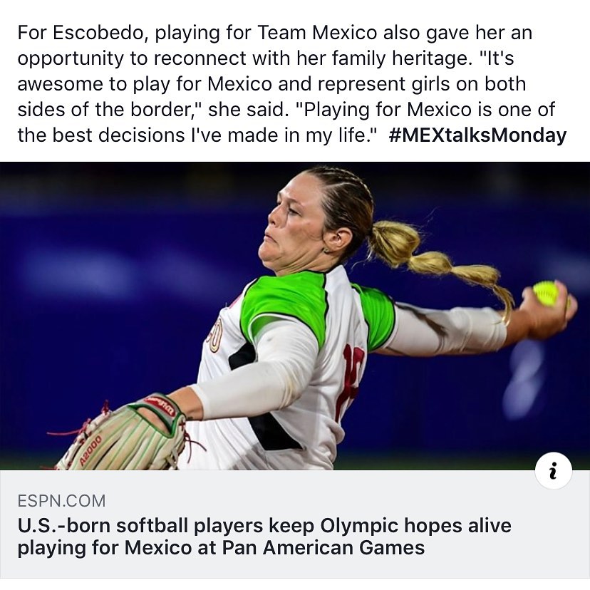 For Escobedo, playing for Team Mexico also gave her an opportunity to reconnect with her family heritage. “It’s awesome to play for Mexico and represent girls on both sides of the border,” she said. “Playing for Mexico is one of the best decisions I’ve made in my life.” #MEXtalksMonday .
.
.
Link in bio